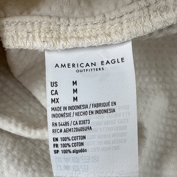 American Eagle Women’s Cream Corduroy Cropped Oversized Shirt Size M - Picture 10 of 11